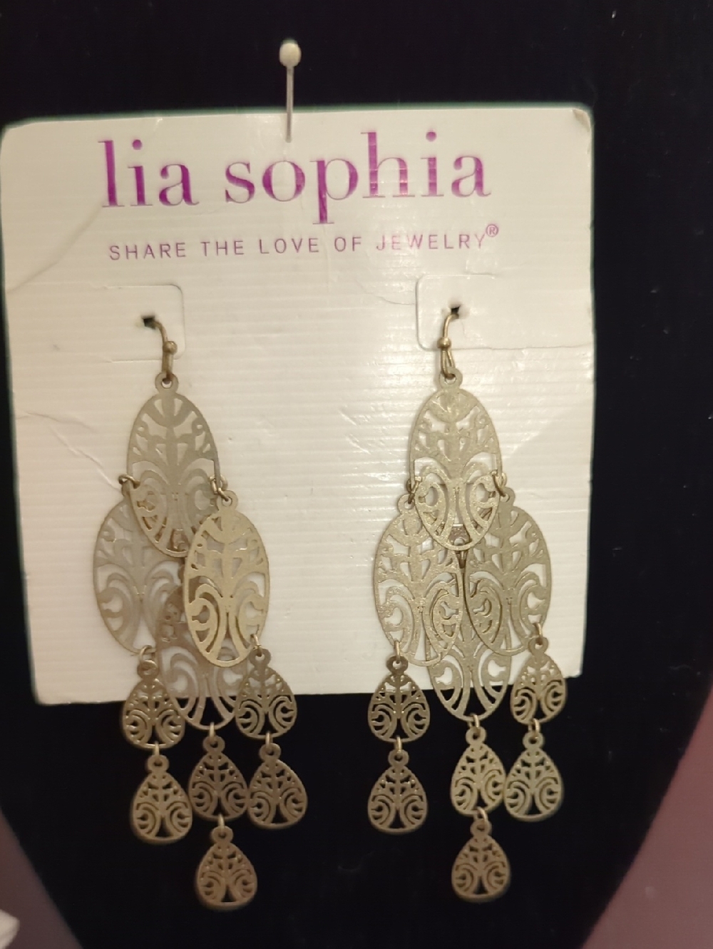 Lia Sophia Gold Filigree Drop Chandelier Earrings